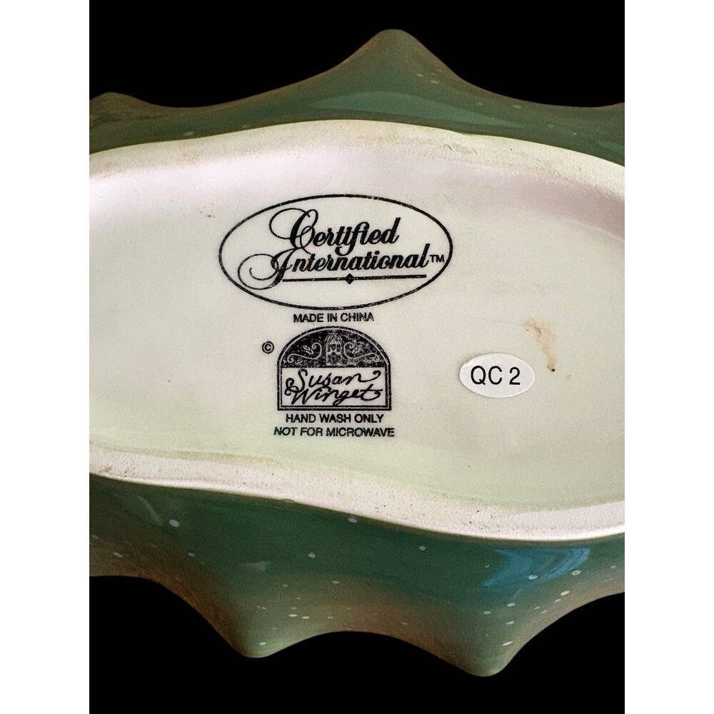 Certified International Susan Winget Cardinal Holly Leaf Candy Dish Christmas - Picture 9 of 9